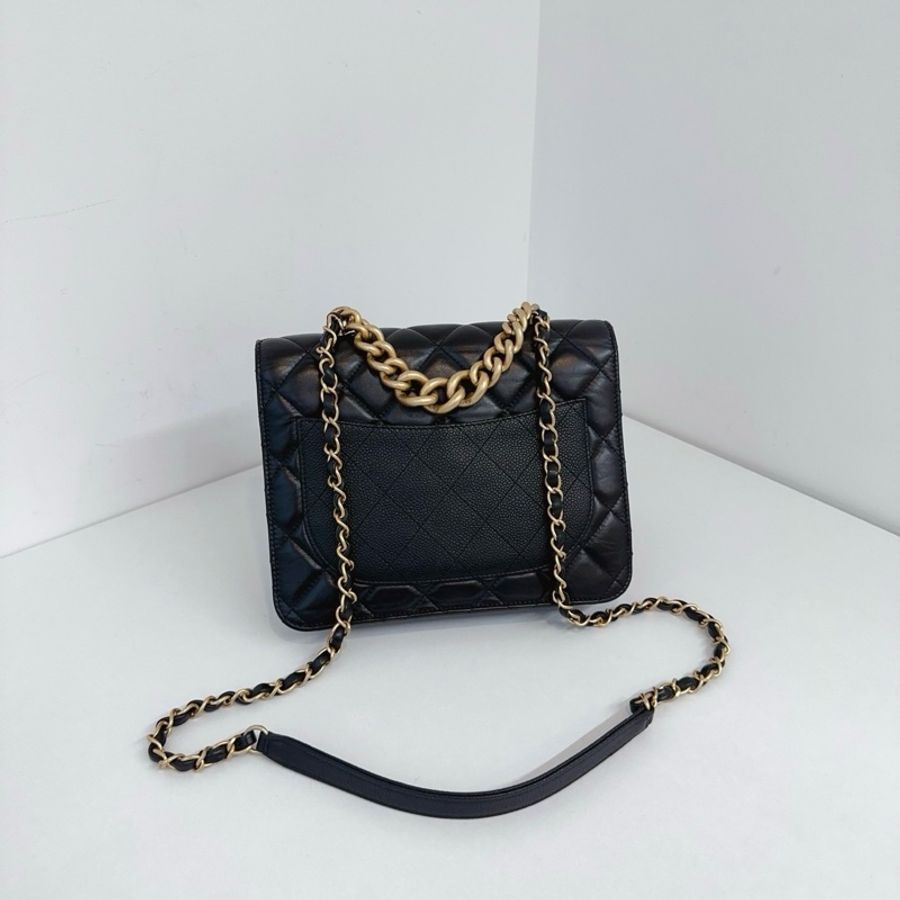 Chanel 香奈兒 黑金 孟買 風琴郵差包 口蓋包手提包斜挎包 小號-1