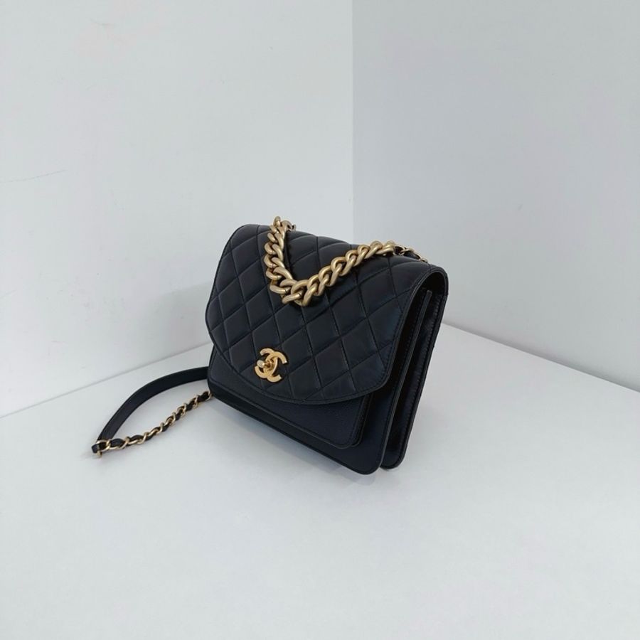 Chanel 香奈兒 黑金 孟買 風琴郵差包 口蓋包手提包斜挎包 小號-3