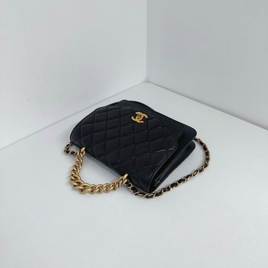 Chanel 香奈兒 黑金 孟買 風琴郵差包 口蓋包手提包斜挎包 小號-6