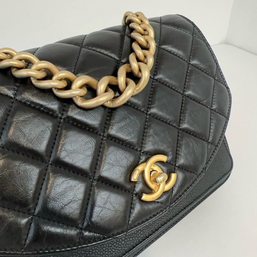 Chanel 香奈兒 黑金 孟買 風琴郵差包 口蓋包手提包斜挎包 小號-7