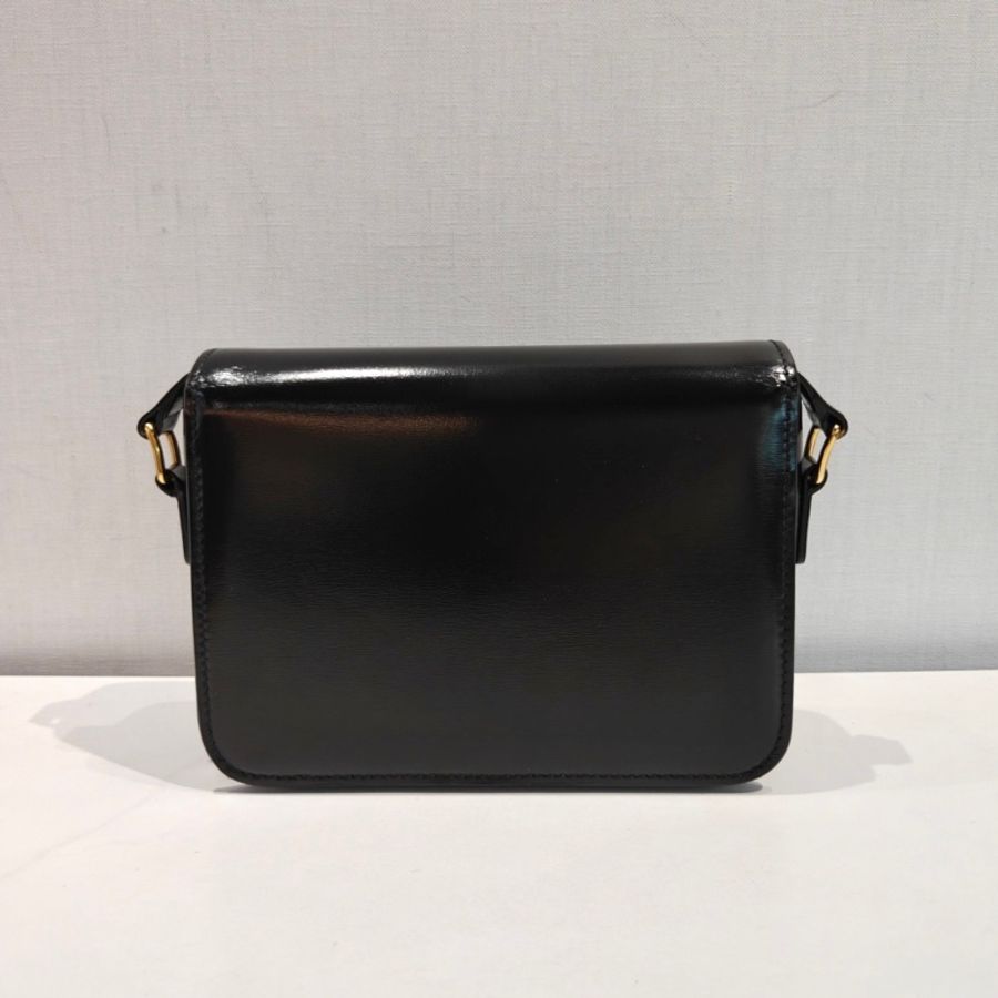賽琳/Celine 凱旋門box teen 牛皮黑金 斜挎包-1
