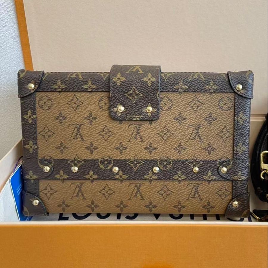 99新Louis Vuitton 路易威登 petite malle 焦糖老花拼色 男女同款硬盒子 芯片款-1