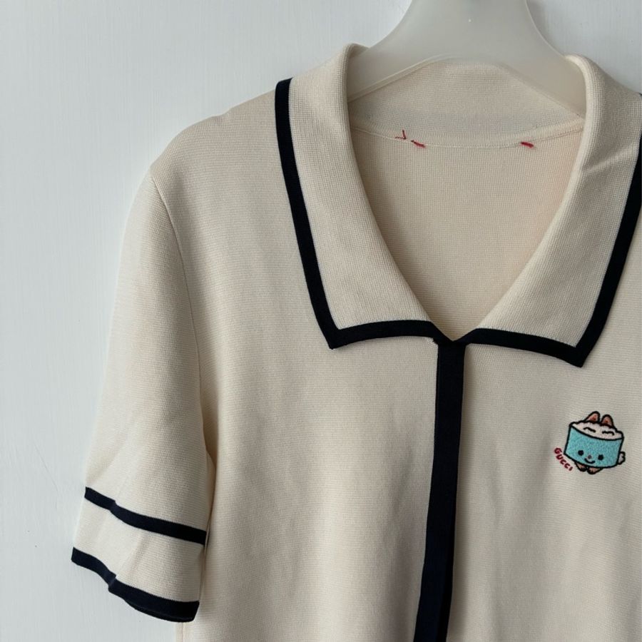 Gucci 米白學院風連身裙👗L號-1