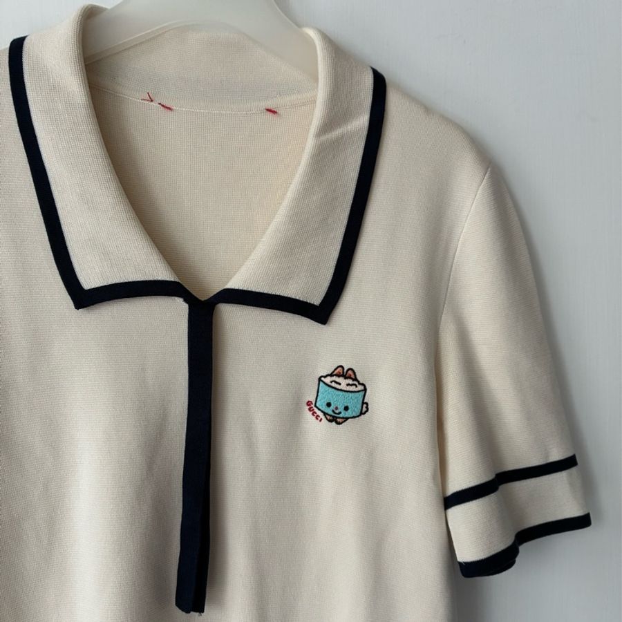 Gucci 米白學院風連身裙👗L號-2