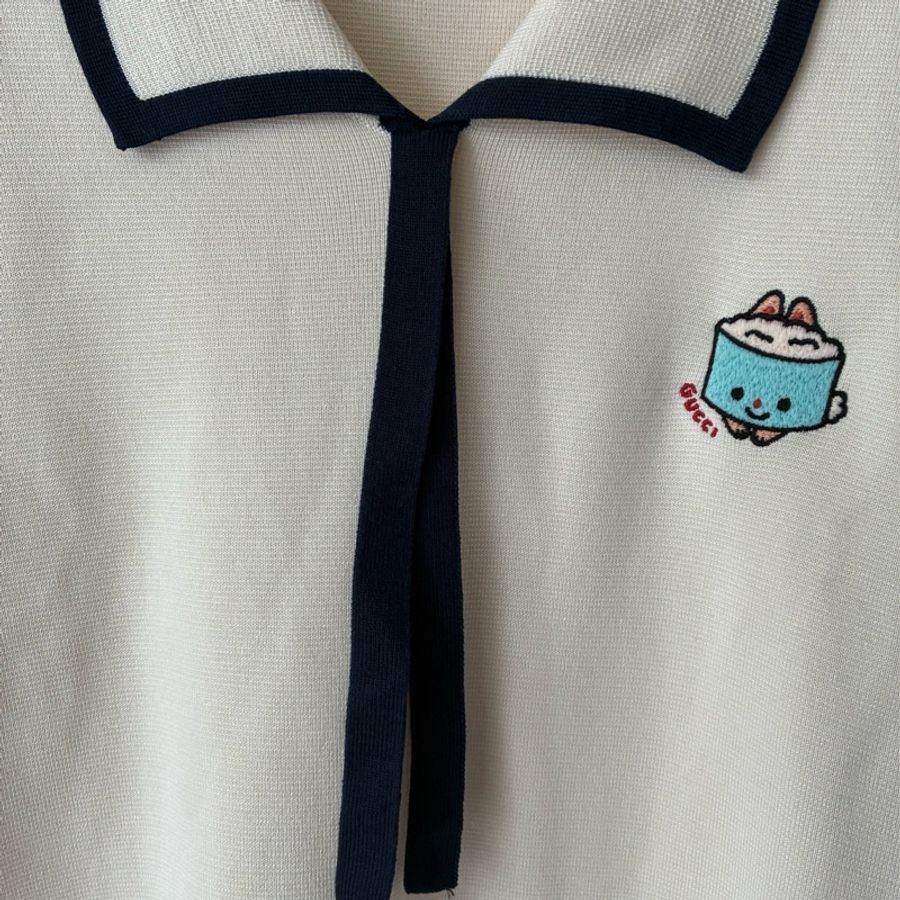 Gucci 米白學院風連身裙👗L號-4