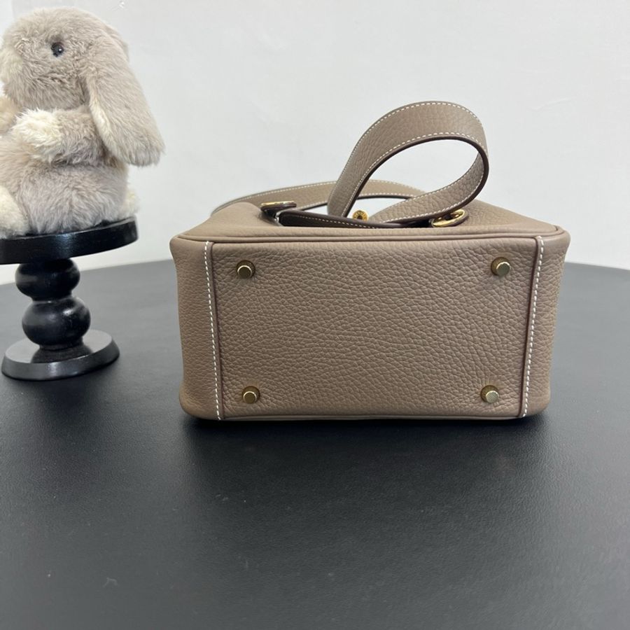 Hermes/愛馬仕 lindy mini 手提包單肩包 大象灰金扣-4