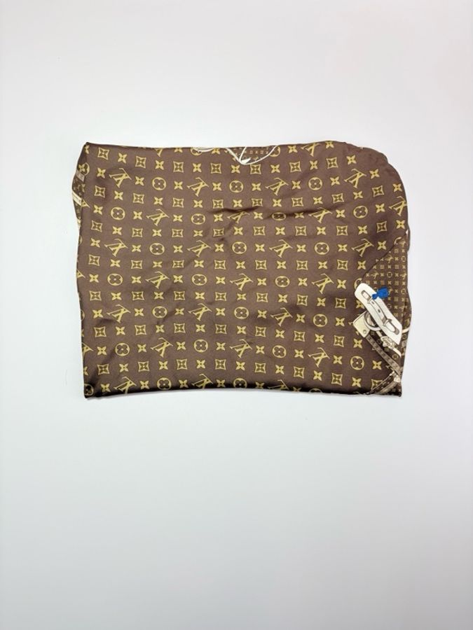 LOUIS VUITTON 路易威登 棕色老花 絲巾-2