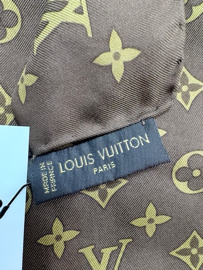 LOUIS VUITTON 路易威登 棕色老花 絲巾-3