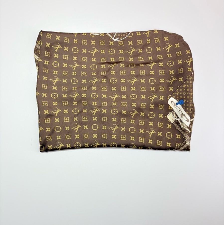 LOUIS VUITTON 路易威登 棕色老花 絲巾-5