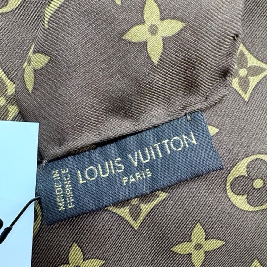 LOUIS VUITTON 路易威登 棕色老花 絲巾-7