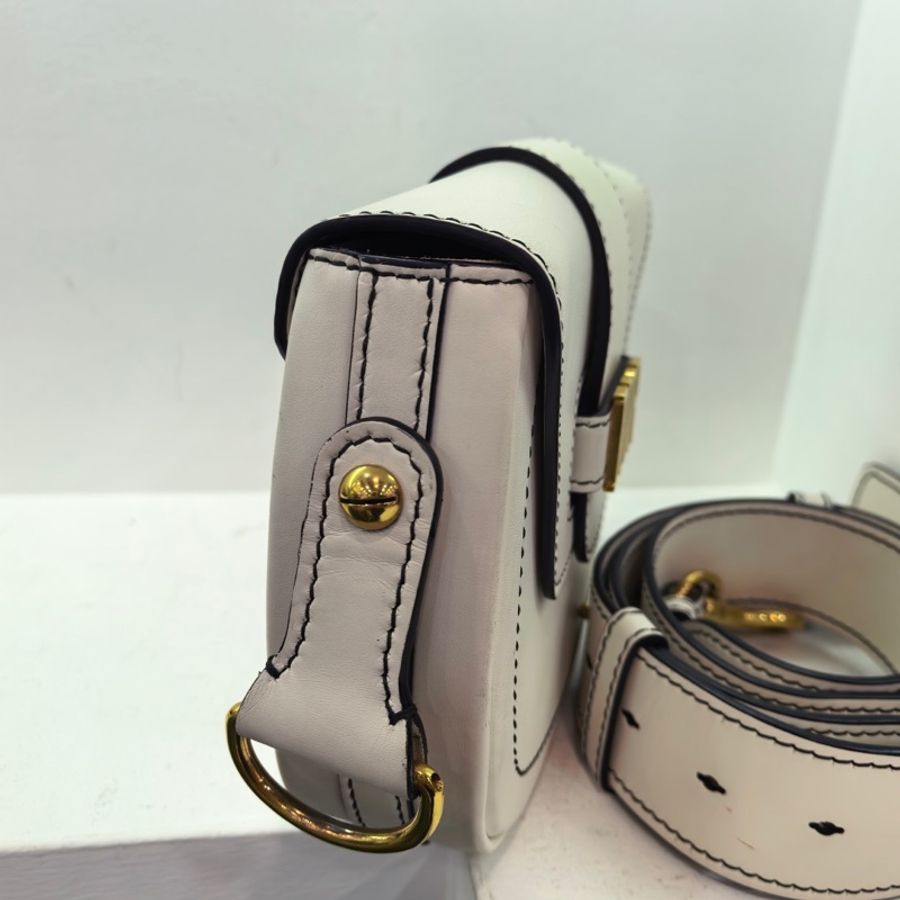 DIOR/迪奧 小豬馬鞍單肩斜挎包 白色純皮-2