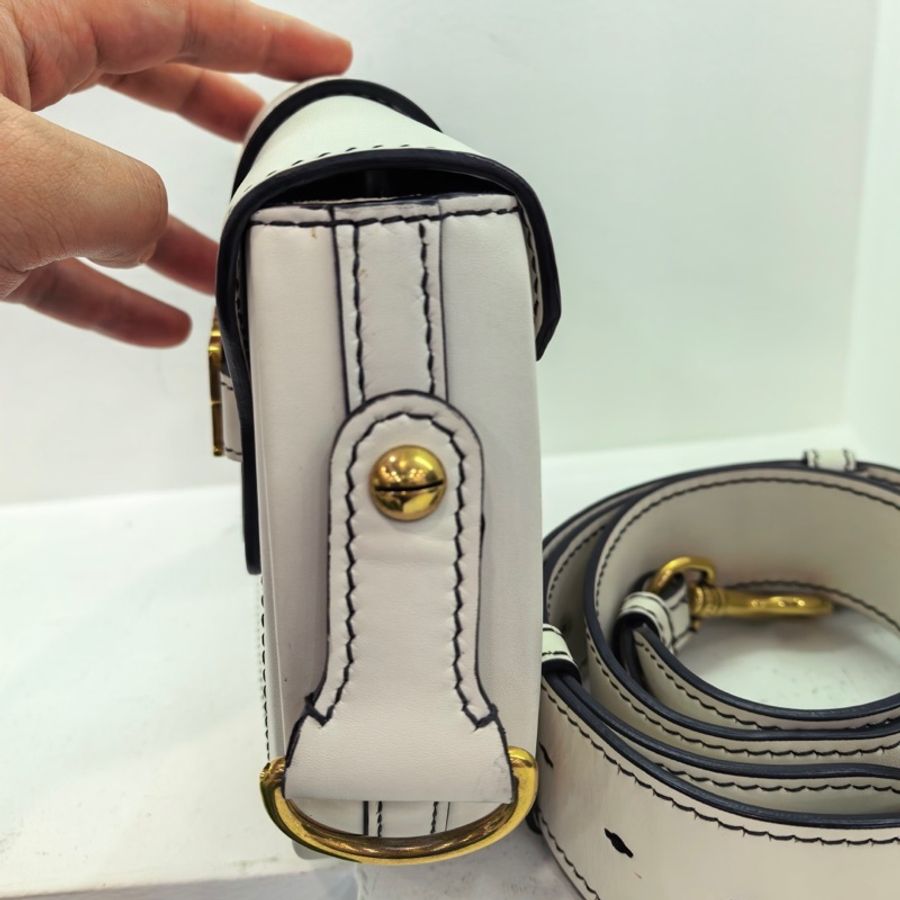 DIOR/迪奧 小豬馬鞍單肩斜挎包 白色純皮-3