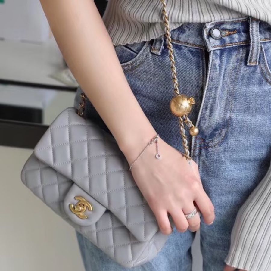 CHANEL 香奈兒金球方胖子CF20全新全配大 mini 芯片款🪻絕版香芋紫-3