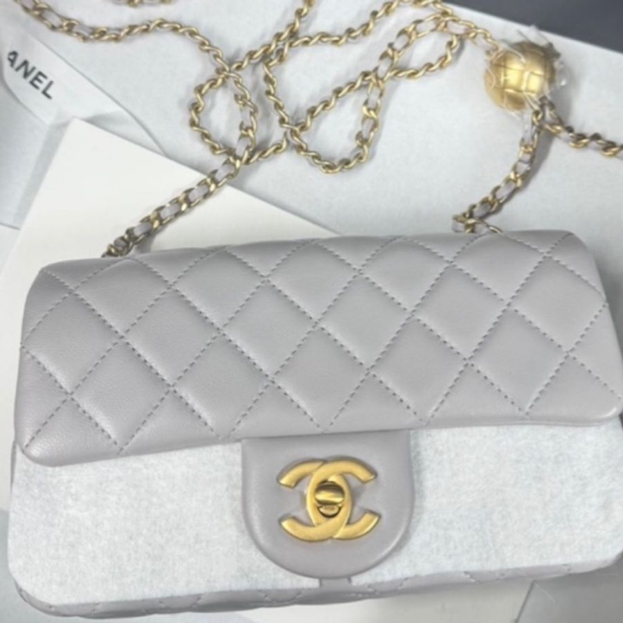 CHANEL 香奈兒金球方胖子CF20全新全配大 mini 芯片款🪻絕版香芋紫-11