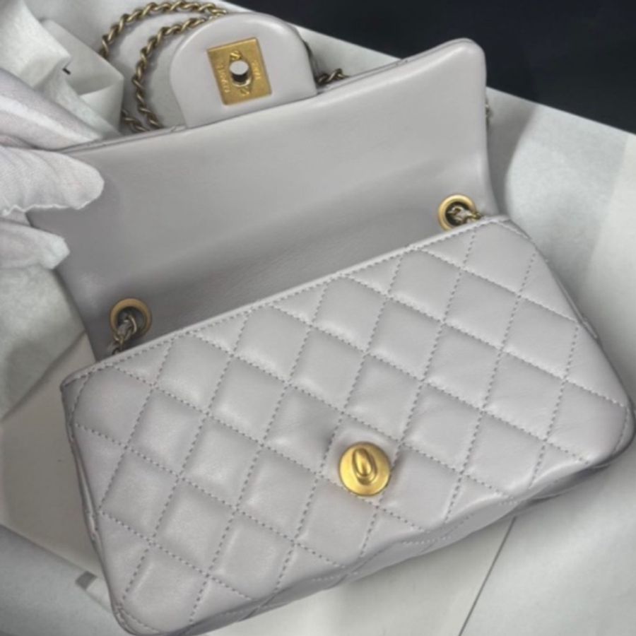 CHANEL 香奈兒金球方胖子CF20全新全配大 mini 芯片款🪻絕版香芋紫-13