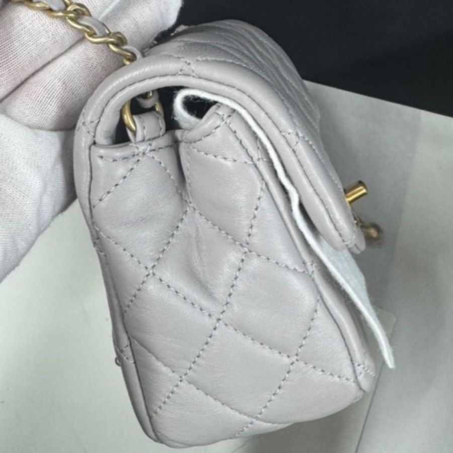 CHANEL 香奈兒金球方胖子CF20全新全配大 mini 芯片款🪻絕版香芋紫-16