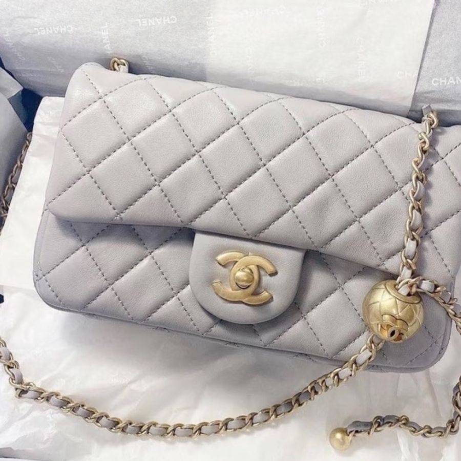 CHANEL 香奈兒金球方胖子CF20全新全配大 mini 芯片款🪻絕版香芋紫-17
