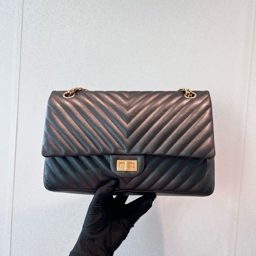 Chanel香奈兒 2.55系列226 深灰色金扣-5