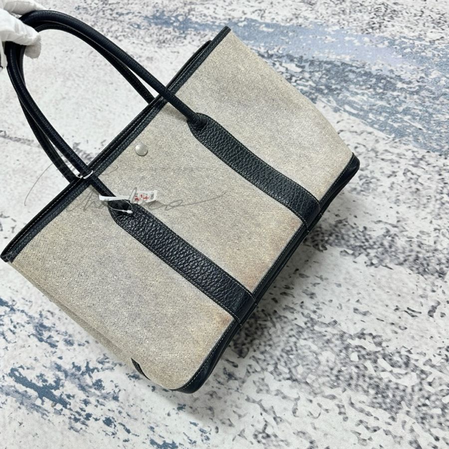 HERMES 框F 黑白熊貓 帆布拼皮 雙面防水塗層GARDEN PARTY #36 含防塵袋 可送一條絲巾-14