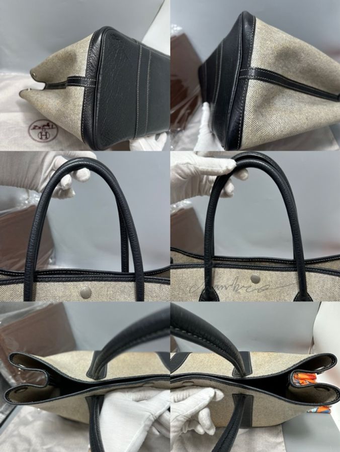 HERMES 框F 黑白熊貓 帆布拼皮 雙面防水塗層GARDEN PARTY #36 含防塵袋 可送一條絲巾-24