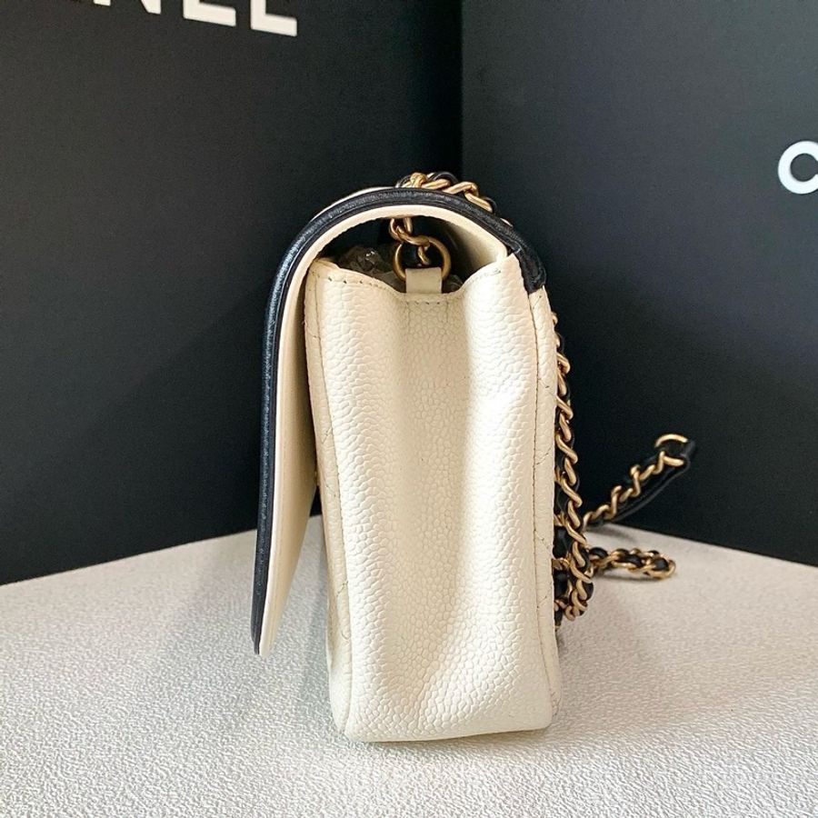 💕Chanel 香奈兒vanity鏈條單肩斜挎包 黑白熊貓配色-4