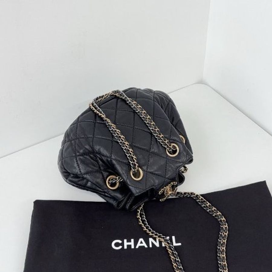 芯片款 香奈兒/Chanel 19繫列黑金燒賣包-3