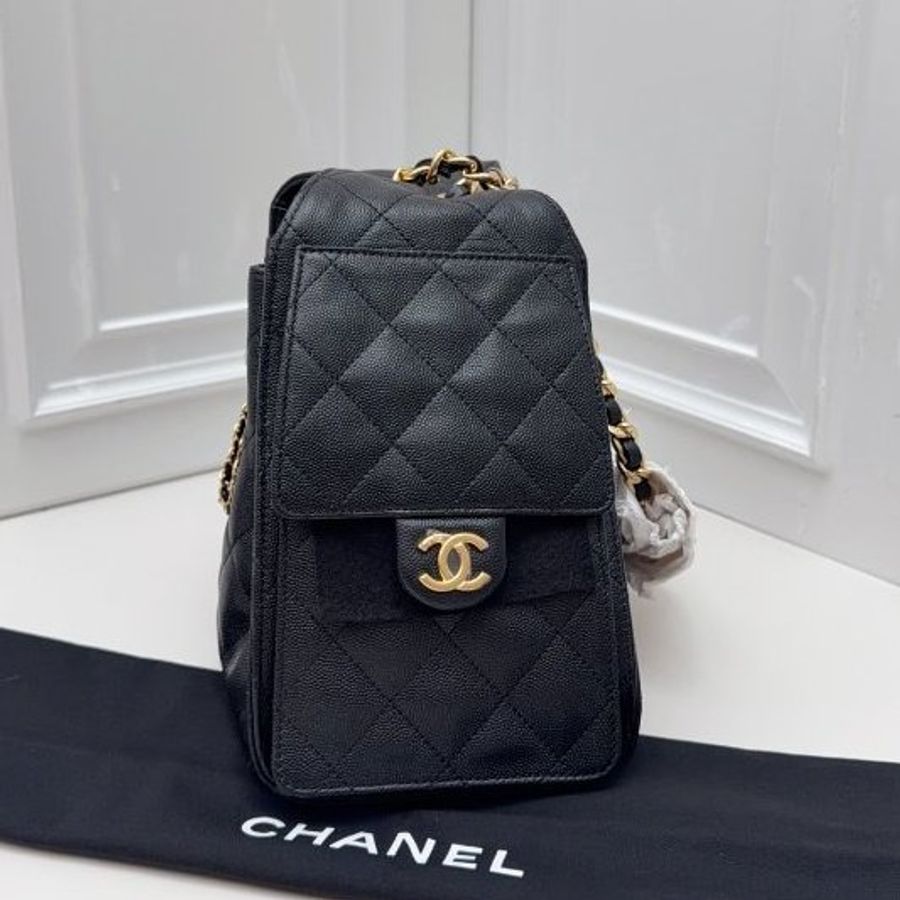 近新品 香奈兒/Chanel 25Bag黑金小號抽繩水桶包 芯片款-2