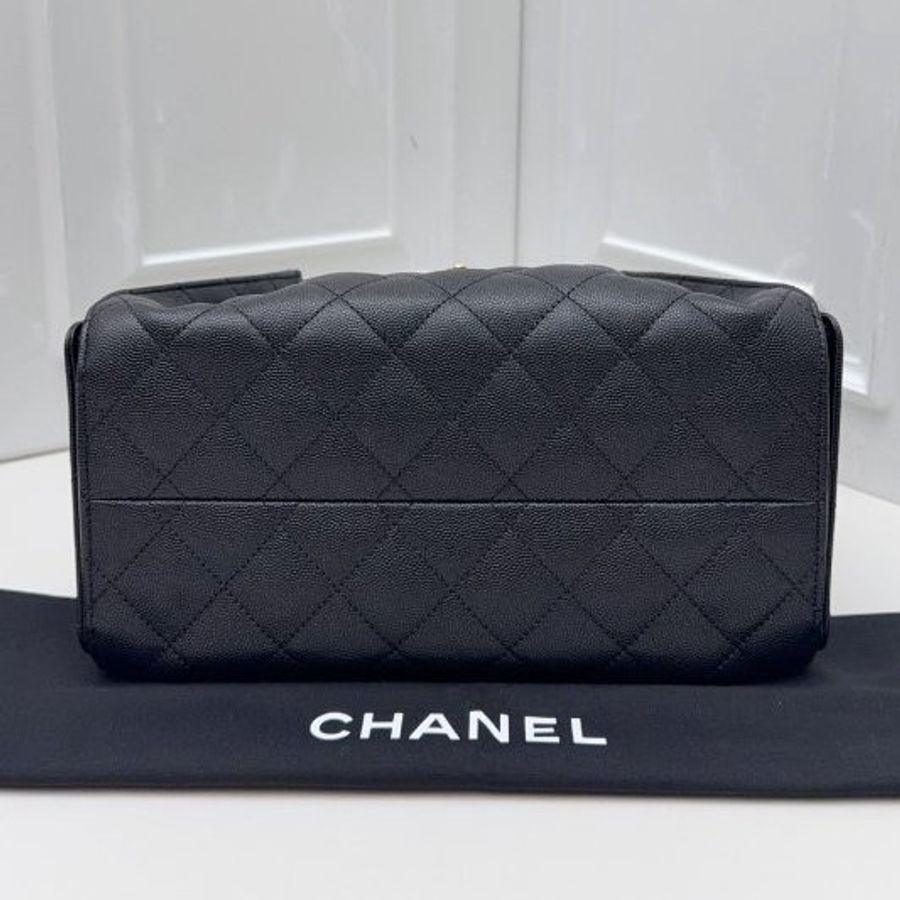 近新品 香奈兒/Chanel 25Bag黑金小號抽繩水桶包 芯片款-4