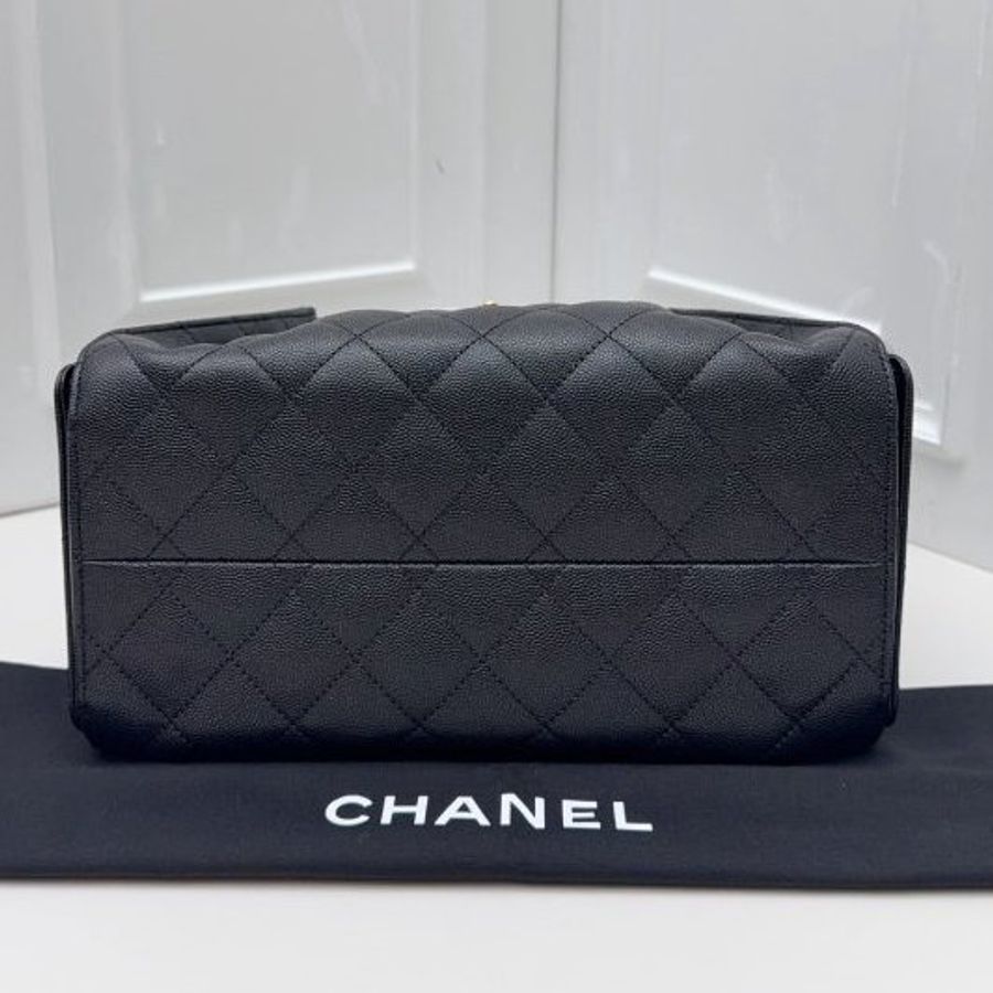 近新品 香奈兒/Chanel 25Bag黑金小號抽繩水桶包 芯片款-7