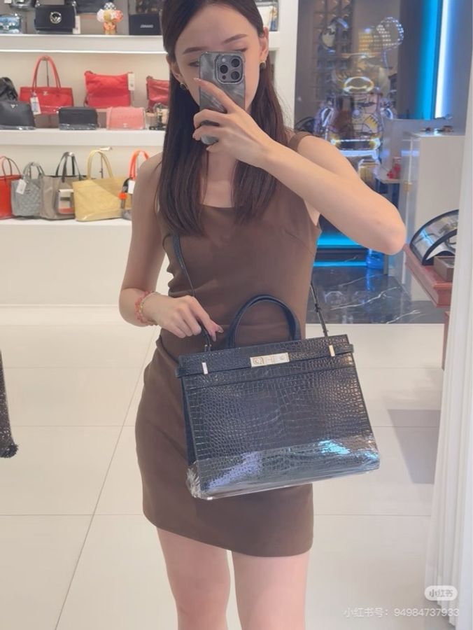 🖤 YSL 黑銀鱷魚壓紋 Manhattan 手提肩背包 🖤-0