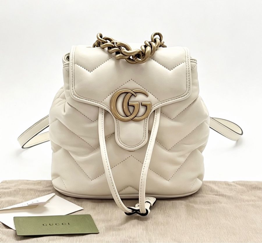 【威選精品】🤍 GUCCI 白金 GG Marmont 泡芙後背包 🤍-0