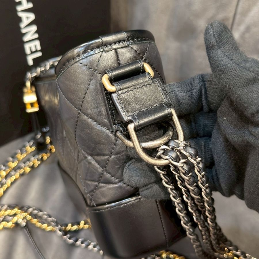 CHANEL香奈兒黑金流浪包🥾全新全配🈶購證小號-13