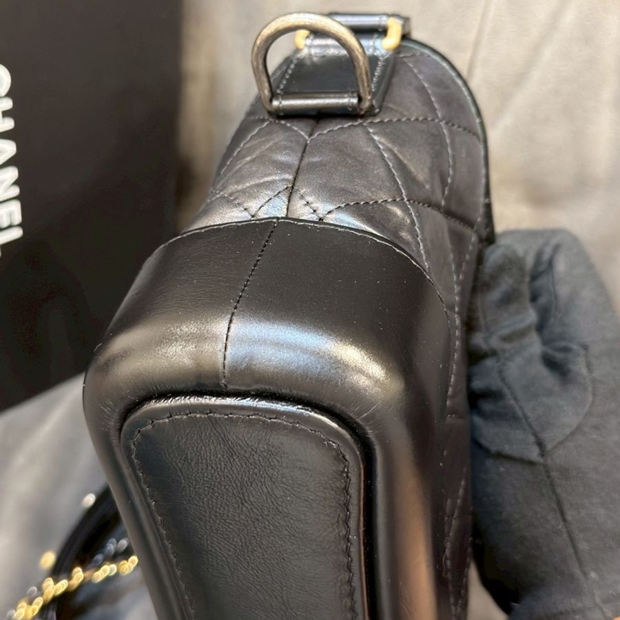 CHANEL香奈兒黑金流浪包🥾全新全配🈶購證小號-20
