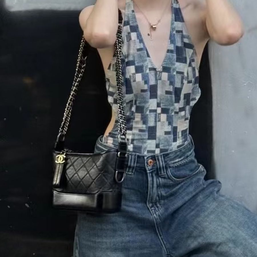 CHANEL香奈兒黑金流浪包🥾全新全配🈶購證小號-23