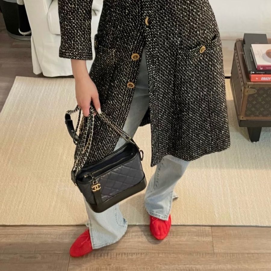 CHANEL香奈兒黑金流浪包🥾全新全配🈶購證小號-25