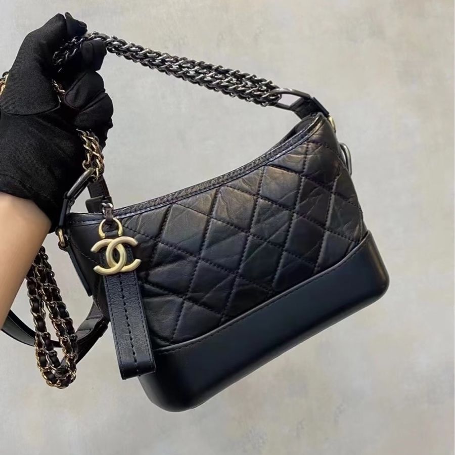 CHANEL香奈兒黑金流浪包🥾全新全配🈶購證小號-33