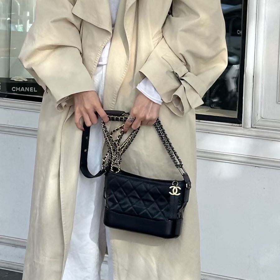 CHANEL香奈兒黑金流浪包🥾全新全配🈶購證小號-36