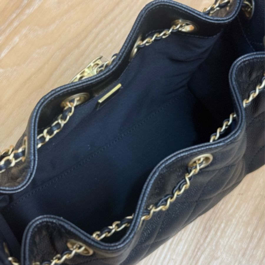 (2026台灣購證🇹🇼全配)全新CHANEL 25 mini Hobo 黑金✨最新晶片款-6