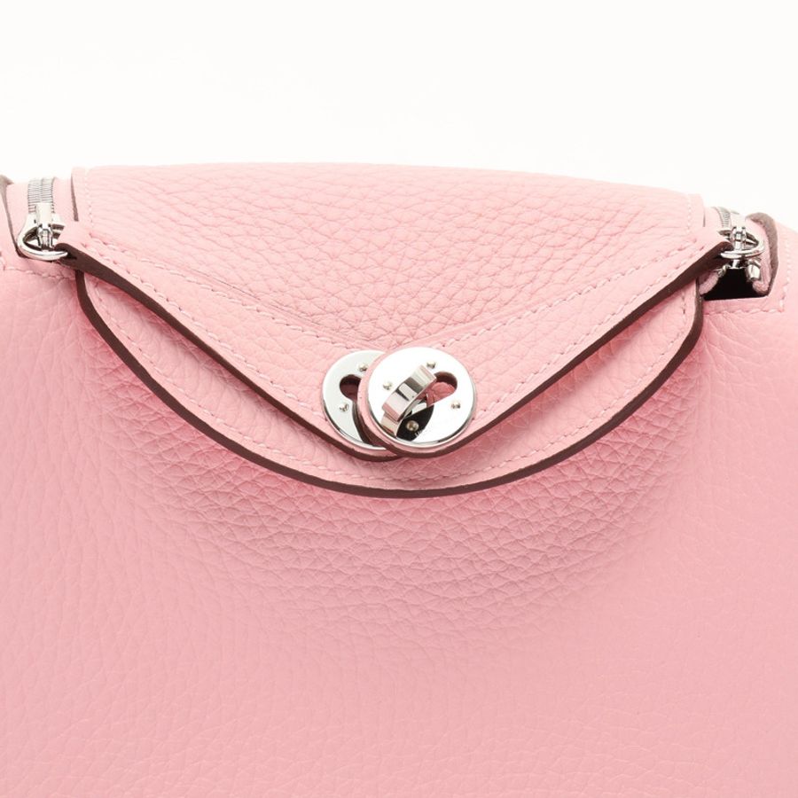 櫻花粉 Clemence 牛皮 Mini Lindy 肩背包 K刻 銀釦【HERMES 愛馬仕】 H085956CK3Q-5