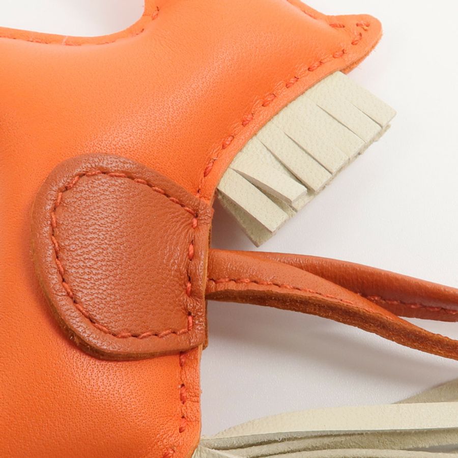 HERMES Milo/Swift皮革Rodeo PM掛飾Orange Poppy/Craie/Cornalin-3