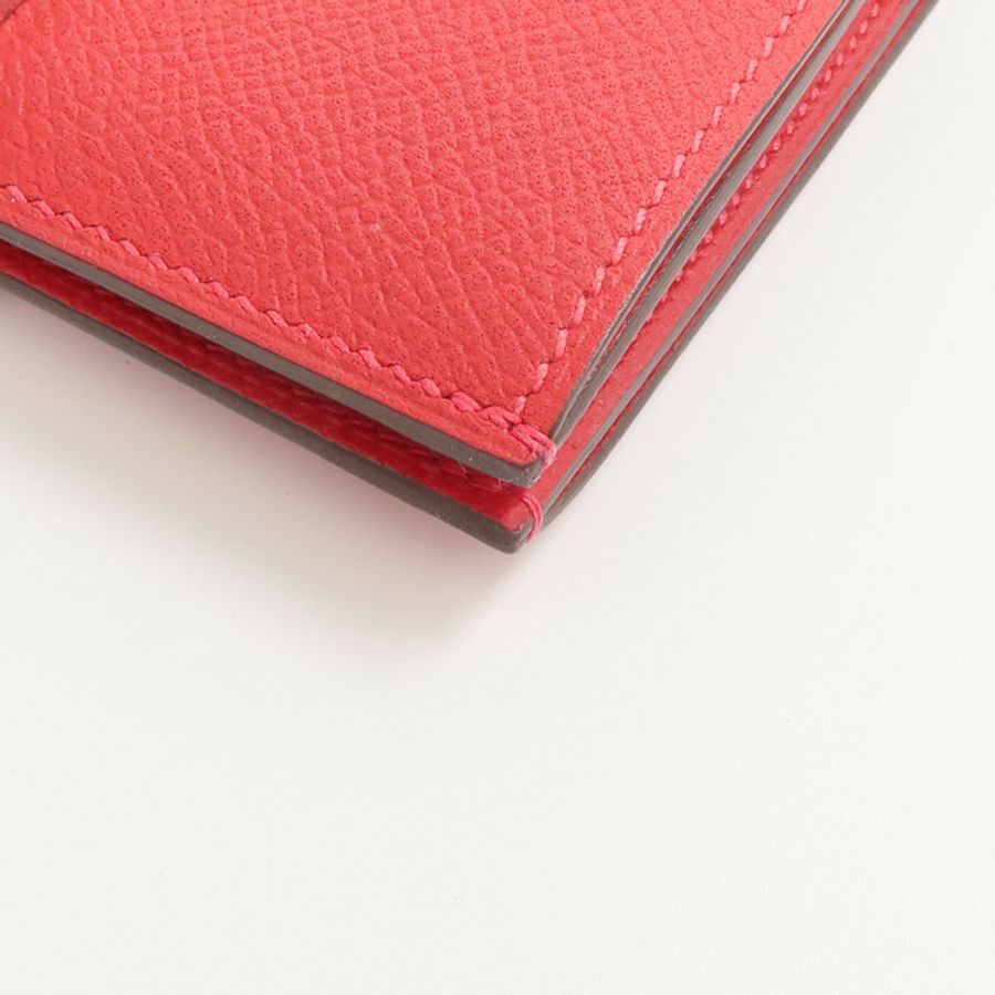 HERMES Epsom皮革Bearn Compact Wallet錢包Rouge Casaque-7