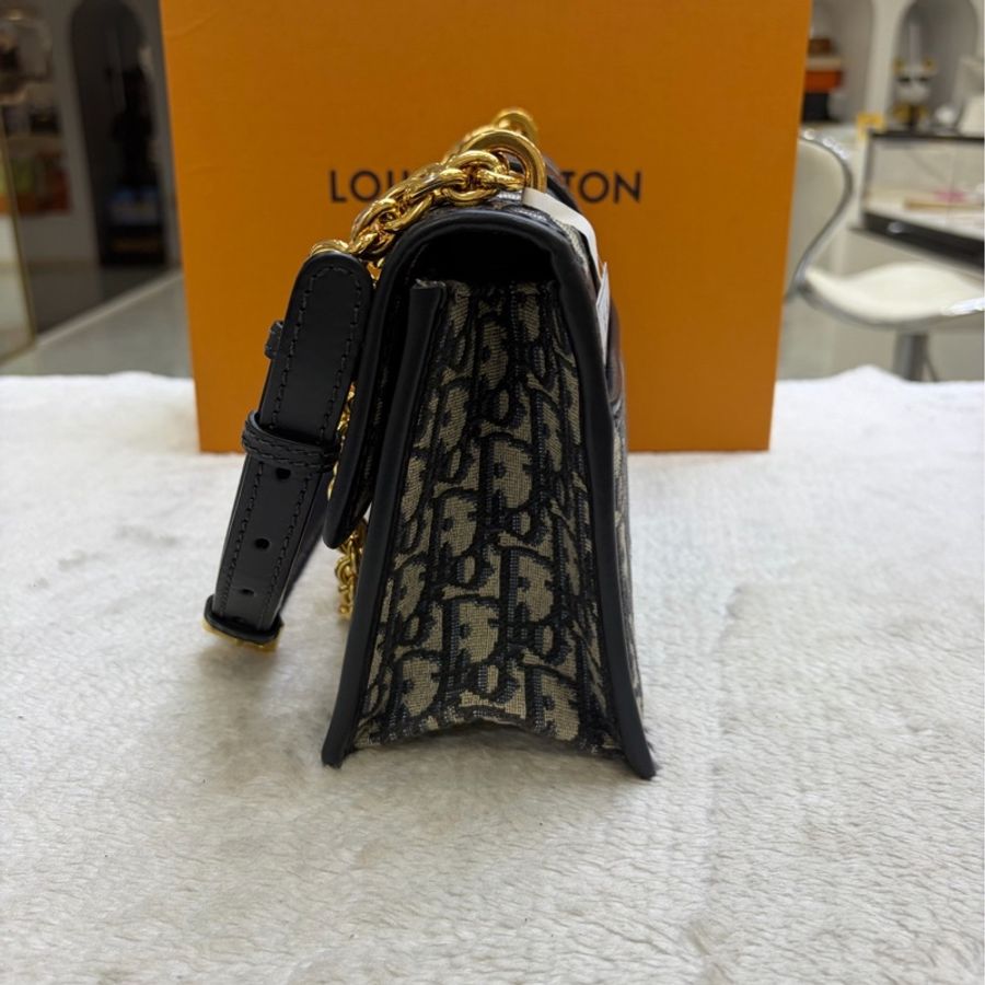 迪奧/Dior 蒙田30老花藍色中號23年編碼有卡不皺無明顯瑕疵-2