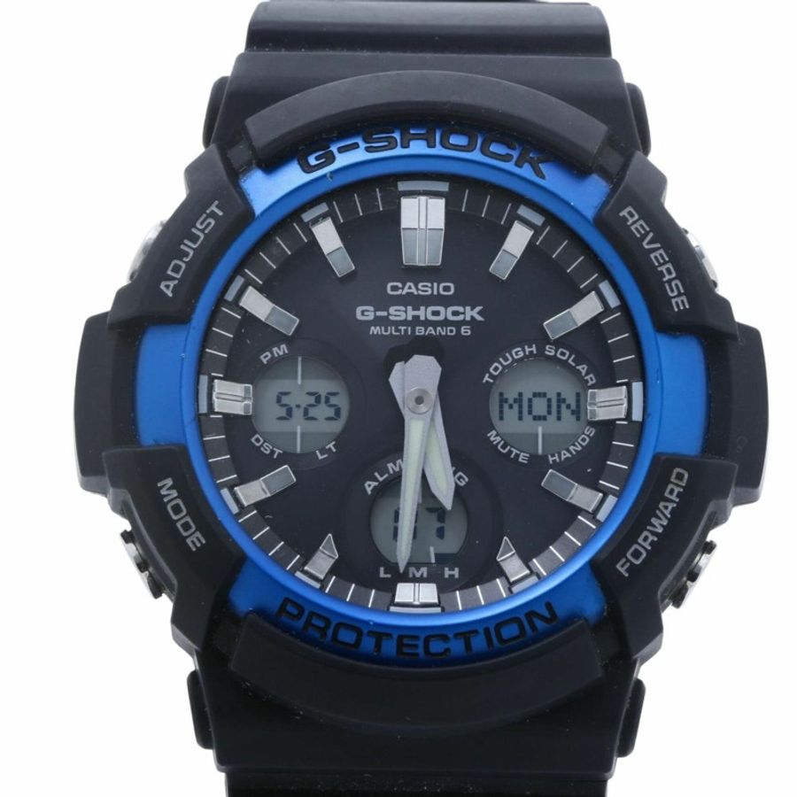 卡西歐 G-SHOCK GAW-100 系列 GAW-100B-1A2JF 指針/數位雙顯男士手錶,黑色樹脂/鋁合金錶殼-0