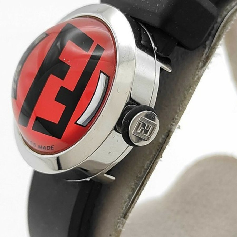 FENDI Fendi Bousla 8010L 紅色黑色不鏽鋼橡膠女士石英腕錶-1