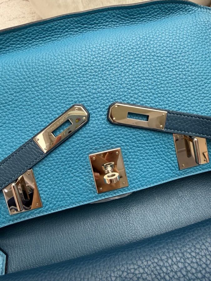 Hermes 愛馬仕吉普賽28 松石藍拼鴨子藍 T刻 TC皮 無配件-13