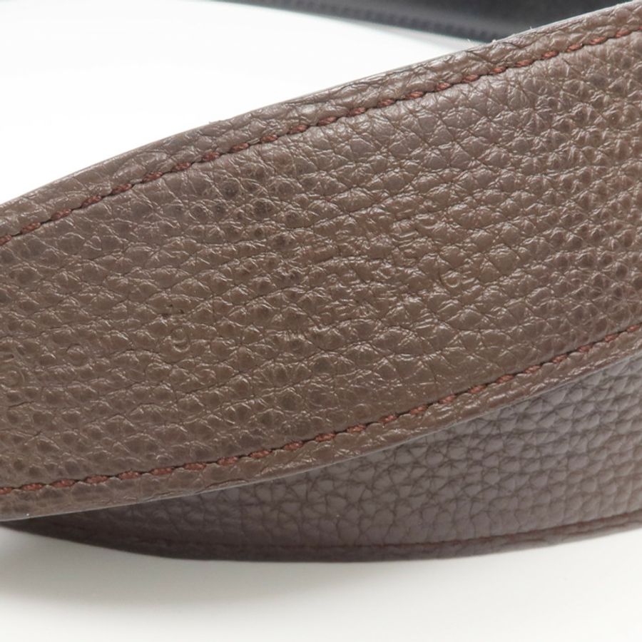 HERMES Togo/Box皮革Reversible H Belt 85cm皮帶Chocolat/Noir-9