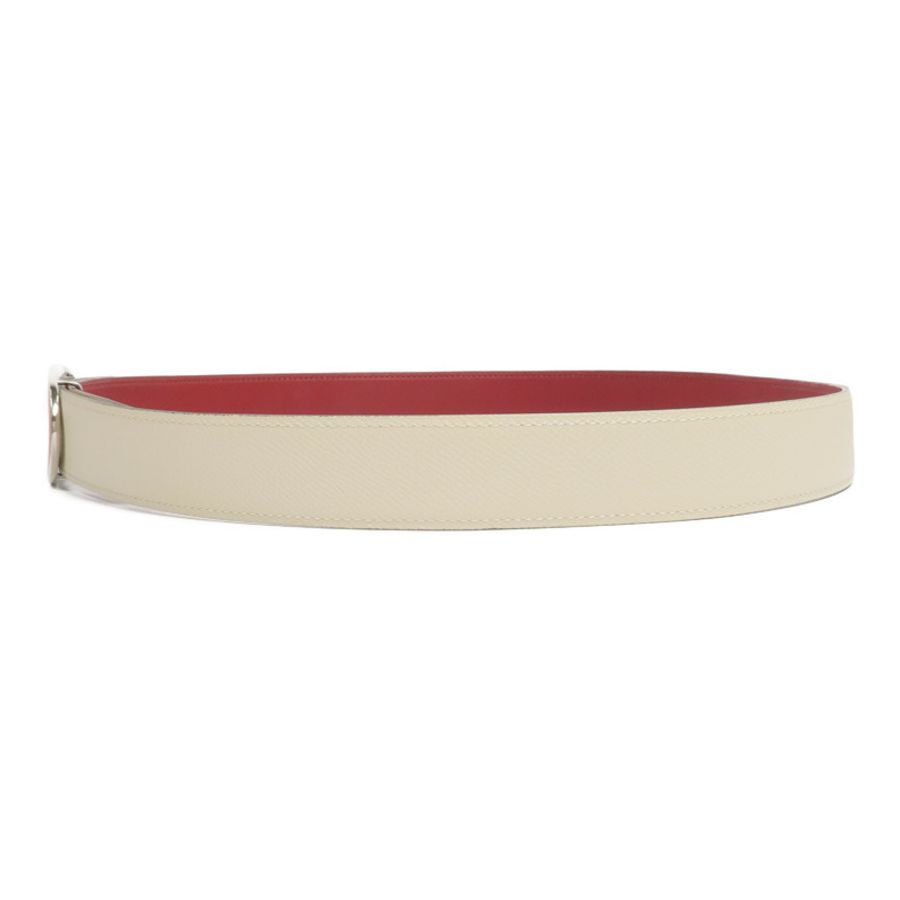 HERMES Epsom/Swift皮革Chaine d'Ancre Belt 90cm皮帶Craie/Rouge H-1