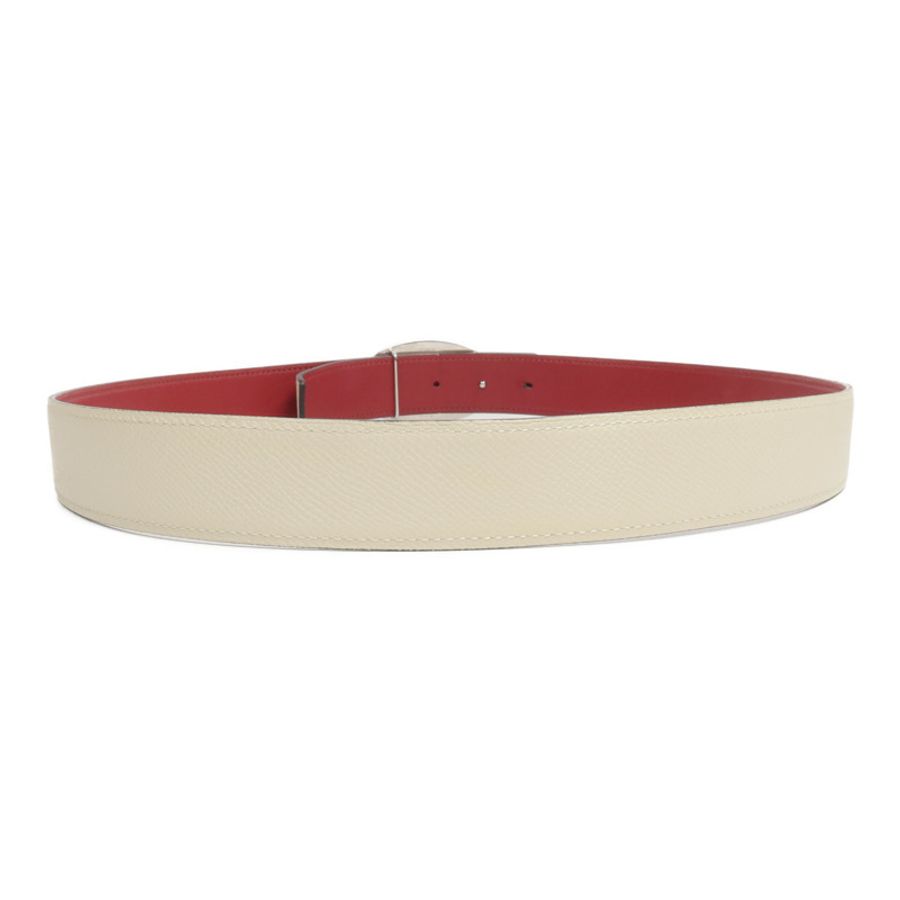 HERMES Epsom/Swift皮革Chaine d'Ancre Belt 90cm皮帶Craie/Rouge H-2