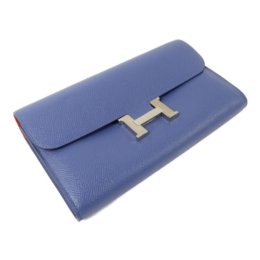 HERMES Epsom皮革Constance Wallet長錢包Bleu Agate-2