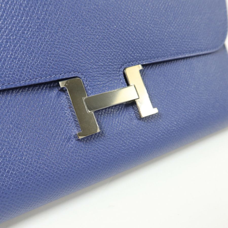 HERMES Epsom皮革Constance Wallet長錢包Bleu Agate-7